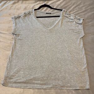 Papermoon Kessey lace-up sleeve knit top 1X